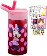 Disney Minnie Mouse Stainless Steel Water Bottle for Girls - 14 Oz Reusable Canteen for Home, School, Plus Stickers, More | Minnie Mouse Water Bottle - Image 2