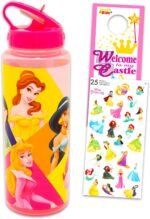 Disney Princess Reusable Water Bottle Set - Bundle of 30oz Plastic Sports Tumbler with Spout Plus Sticker, and More | School Supplies for Girls - Image 2