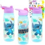 Disney Stitch Water Bottles for Girls 3 Pack - Bundle with 3 Reusable Drink Cups for Home, School, Sports, Party Favors Plus Stickers, More | Lilo and Stitch Water Bottles Set - Image 2
