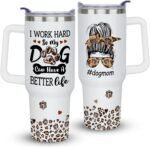 Dog Mom Gifts for Women, 40 oz Dog Mom Cup Tumbler with Handle Lid and Straw - Image 2