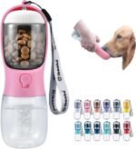 Dog Water Bottle with Food Container, Travel Puppy Water Bowl, Portable Pet Dispenser, Girl Dog Accessories Stuff Items Essentials Necessities for Yorkie Chihuahua Cat Walking and Hiking - Image 2