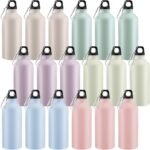 Domensi 18 Pcs 20oz Aluminum Water Bottles Bulk - Reusable Lightweight Sports Bottles with Leak-proof Twist Cap & Buckle for Gym, Hiking, Cycling, Camping - Image 2