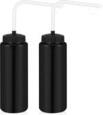 Domensi 2 Pack 1 Liter Sports Water Bottle with Long Straw Hockey Football Lacrosse 34 Oz Water Bottle Easy Squeeze Plastic Use with Sport Helmet in Football Baseball(Black,No Printed) - Image 2