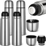 Domensi 4 Pcs Stainless Steel Thermal Bottle 17 oz/ 500 ml Hot Water Flask Coffee Travel Mugs with Cup Cafe Sealed Vacuum Insulated Bottles for Hot Drinks - Image 2