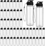 Domensi 50 Pieces Plastic Water Bottle Bulk 17 oz Sports Adults Reusable Large Water Bottles with Leak Proof Flip Top for Adults Fitness(Black) - Image 2