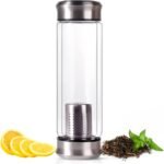 Double Wall Glass Tea Bottle with Infuser - Loose Leaf Tea Steeper, Insulated Cup, Fruit Brewer, Glass Mug With Double Lids - Portable Brewer - Water Infuser Bottle - 13.5 & 10 oz (13.5 oz) - Image 2