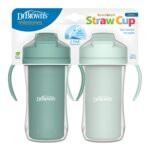 Dr. Brown's Milestones Insulated Sippy Cup with Straw and Handles, Spill-Proof Tumbler with Lid, 2-Pack, Green, 10 oz/300 mL, BPA Free, 12m+ - Image 2