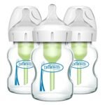 Dr. Brown's Natural Flow Anti-Colic Options+ Wide-Neck Glass Baby Bottles 5 oz/150 mL, with Level 1 Slow Flow Nipple, 3 Pack, 0m+ - Image 2