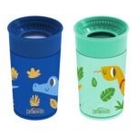 Dr. Brown's Polypropylene (PP) Milestones Cheers 360 Sippy Training Cups for Babies and Toddlers - Blue/Green - 10oz - 2-Pack - 9m+ - Image 2