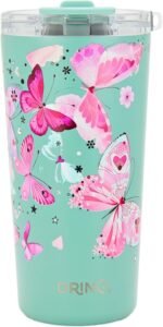 Drinco - 20 oz Stainless Steel Tumbler | Double Walled Vacuum Insulated Mug With Lid, 2 Straws, For Hot & Cold Drinks (20oz Butterfly) - Image 2