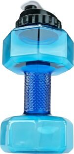 Dumbbell Water Bottle 2.2L – Portable Gym & Fitness Sports Bottle for Workout Hydration, See-Through Blue Design - Image 2