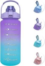 EITMOW 64 oz Large Capacity Water Bottle with Motivational Time Markers and Straw, Portable, Leakproof, BPA Free for Fitness, Gym and Outdoor Sports. (Purple) - Image 2