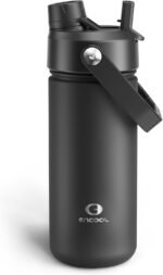 ENCOOL Insulated Water Bottle with Straw Stainless Steel Water Bottle, Leak-Proof, BPA-Free, Double Wall Vacuum Keeps Cold for 24 Hours for Sports, Travel, School (18 oz, Black Night) - Image 2