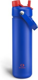 ENCOOL Insulated Water Bottle with Straw Stainless Steel Water Bottle, Leak-Proof, BPA-Free, Double Wall Vacuum Keeps Cold for 24 Hours for Sports, Travel, School (26 oz, Beaucoup Blue) - Image 2