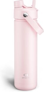 ENCOOL Insulated Water Bottle with Straw Stainless Steel Water Bottle, Leak-Proof, BPA-Free, Double Wall Vacuum Keeps Cold for 24 Hours for Sports, Travel, School (26 oz, Cotton Candy) - Image 2