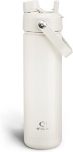 ENCOOL Insulated Water Bottle with Straw Stainless Steel Water Bottle, Leak-Proof, BPA-Free, Double Wall Vacuum Keeps Cold for 24 Hours for Sports, Travel, School (26 oz, Cream Moon) - Image 2