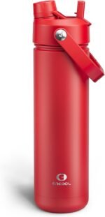 ENCOOL Insulated Water Bottle with Straw Stainless Steel Water Bottle, Leak-Proof, BPA-Free, Double Wall Vacuum Keeps Cold for 24 Hours for Sports, Travel, School (26 oz, Medium Carmine) - Image 2