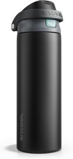 ENCOOL Leakproof Insulated Water Bottle with Straw Dual-Sip Water Bottle Bag-Safe Design for Work, Commute & Gym – Keeps Drinks Cold All Day, 24 oz, Charcoal Gray - Image 2