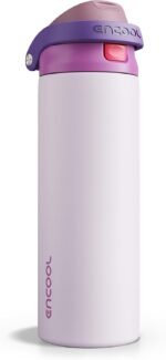 ENCOOL Leakproof Insulated Water Bottle with Straw Dual-Sip Water Bottle Bag-Safe Design for Work, Commute & Gym – Keeps Drinks Cold All Day, 24 oz, Purple Cabbage - Image 2