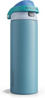 ENCOOL Leakproof Insulated Water Bottle with Straw Dual-Sip Water Bottle Bag-Safe Design for Work, Commute & Gym – Keeps Drinks Cold All Day, 24 oz, Teal Blue - Image 2