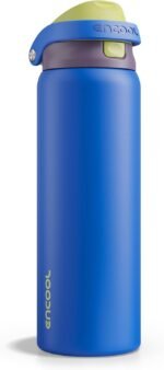 ENCOOL Leakproof Insulated Water Bottle with Straw Dual-Sip Water Bottle Bag-Safe Design for Work, Commute & Gym – Keeps Drinks Cold All Day, 32 oz, Electric Blue - Image 2
