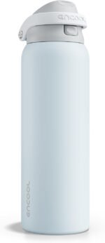 ENCOOL Leakproof Insulated Water Bottle with Straw Dual-Sip Water Bottle Bag-Safe Design for Work, Commute & Gym – Keeps Drinks Cold All Day, 40 oz, Misty Grey - Image 2