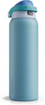 ENCOOL Leakproof Insulated Water Bottle with Straw Dual-Sip Water Bottle Bag-Safe Design for Work, Commute & Gym – Keeps Drinks Cold All Day, 40 oz, Teal Blue - Image 2