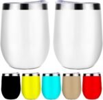 EXYLANOR Personalized Wine Tumblers with Photo Text Logo Name Customized Stainless Steel Insulated Coffee Mugs for Hot & Cold Drinks Gift for Men Women 12 OZ, 1 PC, Blank White - Image 2