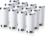 EcoMozz 20oz Tumbler Bulk Stainless Steel Vacuum Insulated Tumblers with Lid Double Wall Travel Mug, Durable Powder Coated Coffee Cup, Suitable for Ice Drinks and Hot Beverage (White 12pack) - Image 2