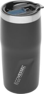 EcoVessel METRO TriMax Vacuum Insulated Stainless Steel Tumbler Cup, Coffee Mug with Slider Lid - 16 oz (Black Shadow) - Image 2
