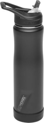 EcoVessel Summit TriMax® Vacuum Insulated Stainless Steel Water Bottle with Flip Straw Lid & Silicone Bumper - 24 oz (Smoke Black) - Image 2