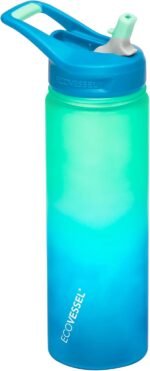EcoVessel WAVE Tritan Plastic Sports Water Bottle with Flip Top Straw, Leak Proof Lid, and Carry Handle Reusable Water Bottle for Gym 24 oz (Galactic Ocean) - Image 2