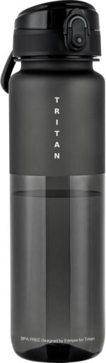 Edmyre 32oz Water Bottle with Chug Lid, Frosted & Clear Tritan BPA-Free, Leakproof, Wide Mouth, Portable Sports Water Bottle for Gym, Office, Travel, Outdoor (Black) - Image 2
