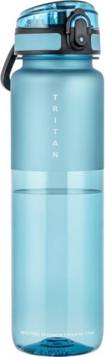 Edmyre 32oz Water Bottle with Chug Lid, Frosted & Clear Tritan BPA-Free, Leakproof, Wide Mouth, Portable Sports Water Bottle for Gym, Office, Travel, Outdoor (Dark Teal) - Image 2