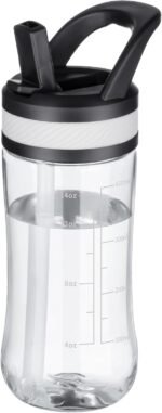 Edmyre Kids Clear Water Bottle 14oz Flip with Straw Carry Handle, Leakproof, Reusable, Tritan, BPA Free, Suitable for Boys and Girls, Clear - Image 2