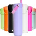Elemental 24oz Insulated Water Bottle with Straw - 100% Leak-Proof Stainless Steel Core Water Bottles for Travel, Sports and Gym - Double Wall Insulation & BPA Free - Lilac Tie Dye - Image 2