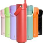 Elemental 24oz Insulated Water Bottle with Straw - 100% Leak-Proof Stainless Steel Core Water Bottles for Travel, Sports and Gym - Double Wall Insulation & BPA Free - Red - Image 2