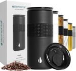 Elemental Artisan Inner Ceramic Coating Tumbler, Triple Wall Coffee Travel Mug, Reusable Stainless Steel Coffee Tumbler with Ceramic Lid for Hot (6 Hrs) & Cold (18 Hrs), 16oz - Black - Image 2