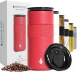 Elemental Artisan Insulated Tumbler, Triple Wall Coffee Travel Mug, Reusable Stainless Steel Coffee Tumbler with Ceramic Lid, Thermal Coffee Cups for Hot (6 Hrs) & Cold (18 Hrs), 16oz - Red - Image 2