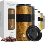 Elemental Artisan Insulated Tumbler, Triple Wall Coffee Travel Mug, Reusable Stainless Steel Coffee Tumbler with Ceramic Lid, Thermal Coffee Cups for Hot (6 Hrs) & Cold (18 Hrs), 16oz - Teakwood - Image 2