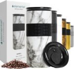 Elemental Artisan Insulated Tumbler, Triple Wall Coffee Travel Tumbler, Reusable Stainless Steel with Ceramic Lid, Thermal Coffee Cup for Hot (6 Hrs) & Cold (18 Hrs) 16oz - White Marble - Image 2
