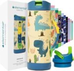 Elemental Iconic Kids Water Bottle for School - 100% Leak-Proof Insulated Water Bottles with Straw Lid & Pop-It Handle for Boys & Girls - Triple-Wall Insulated & BPA-Free, 14oz – Dinosaur - Image 2