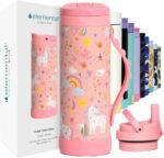 Elemental Iconic Kids Water Bottle for School - 100% Leak-Proof Insulated Water Bottles with Straw Lid & Pop-It Handle for Boys & Girls - Triple-Wall Insulated & BPA-Free, 14oz – Pink Unicorn - Image 2