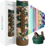 Elemental Iconic Kids Water Bottle for School - 100% Leak-Proof Insulated Water Bottles with Straw Lid & Pop-It Handle for Boys & Girls - Triple-Wall Insulated & BPA-Free, 20oz – Green Camo - Image 2