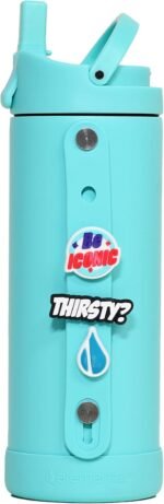 Elemental Iconic Kids Water Bottle with Straw Lid & Charms Strap, Leak-Proof When Closed, Triple Insulated Stainless Steel Reusable Water Bottle - 14oz, Robin's Egg - Image 2