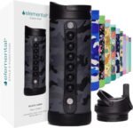 Elemental Iconic Kids Water Bottle with Straw Lid & Stress Relief Pop It Handle, Leak-Proof When Closed, Triple Insulated Kids Stainless Steel Water Bottle For Girls and Boys, 14oz - Black Camo - Image 2