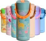 Elemental Insulated Kids Water Bottle, Stainless Steel Water Bottle with Straw Lid & Pop-It Handle, Leak-Proof Water Bottles for School, Boys or Girls, Travelling and Sports, 18oz - Safari - Image 2