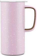 Ello Campy 18oz Stainless Steel Travel Mug with Handle and Leak Proof Lid | Vacuum Insulated Coffee Cup for Hot or Cold Drinks | Reusable, BPA Free | Gift for Coffee Lovers, Pink Satin - Image 2