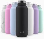 Ello Cooper 18oz Kids Stainless Steel Water Bottle with Straw and Carry Handle, Double Walled and Vacuum Insulated Metal, Leak Proof Locking Lid with Soft Silicone Spout, Reusable, BPA Free, Black - Image 2