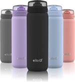 Ello Cooper 22oz Stainless Steel Water Bottle with Straw and Carry Handle, Double Walled and Vacuum Insulated Metal, Leak Proof Locking Lid with Soft Silicone Spout, Reusable, BPA Free, Black - Image 2